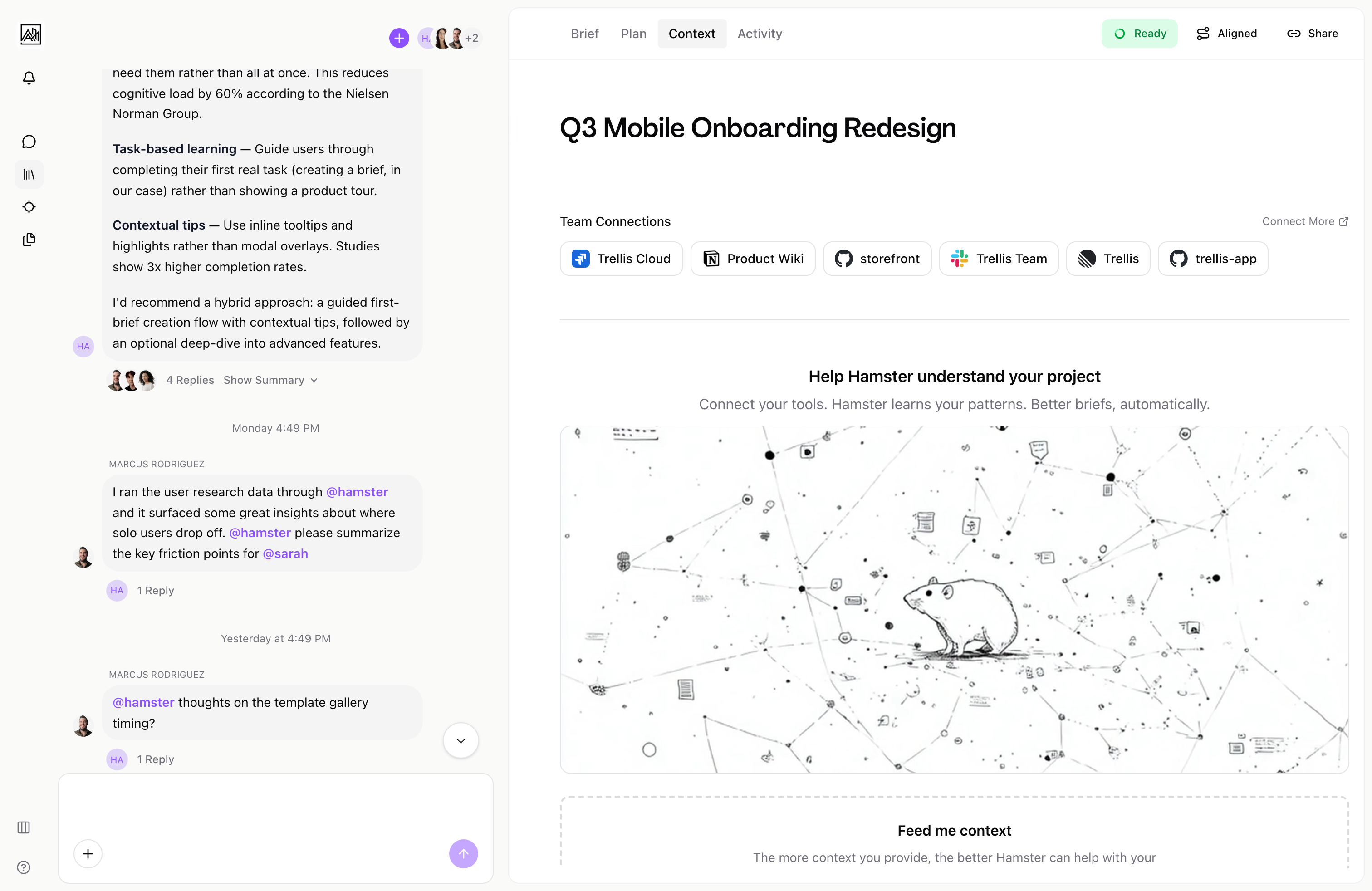 Context documents view showing attached files and URLs